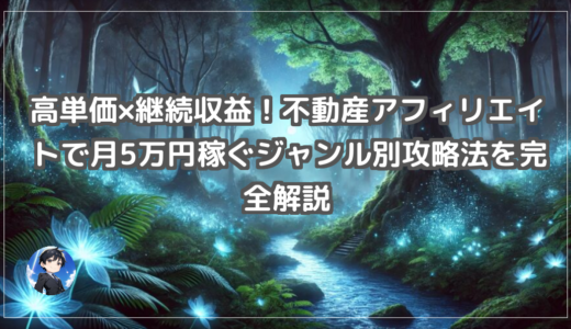 高単価×継続収益！不動産アフィリエイトで月5万円稼ぐジャンル別攻略法を完全解説
