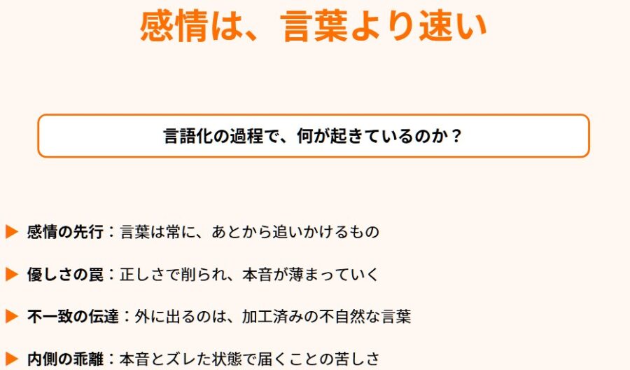 言語化するとズレる原因と感情から伝わる順番